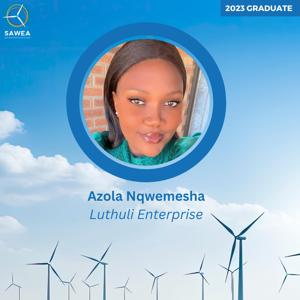 GRADUATION SEASON 👩‍🎓 Congratulations to Luthuli Enterprise's intern, Azola Nqwemesha for completing her BCom Accounting - @go2uj and PGCE - @myspu. #2023graduate #leadingwithwind #sawea