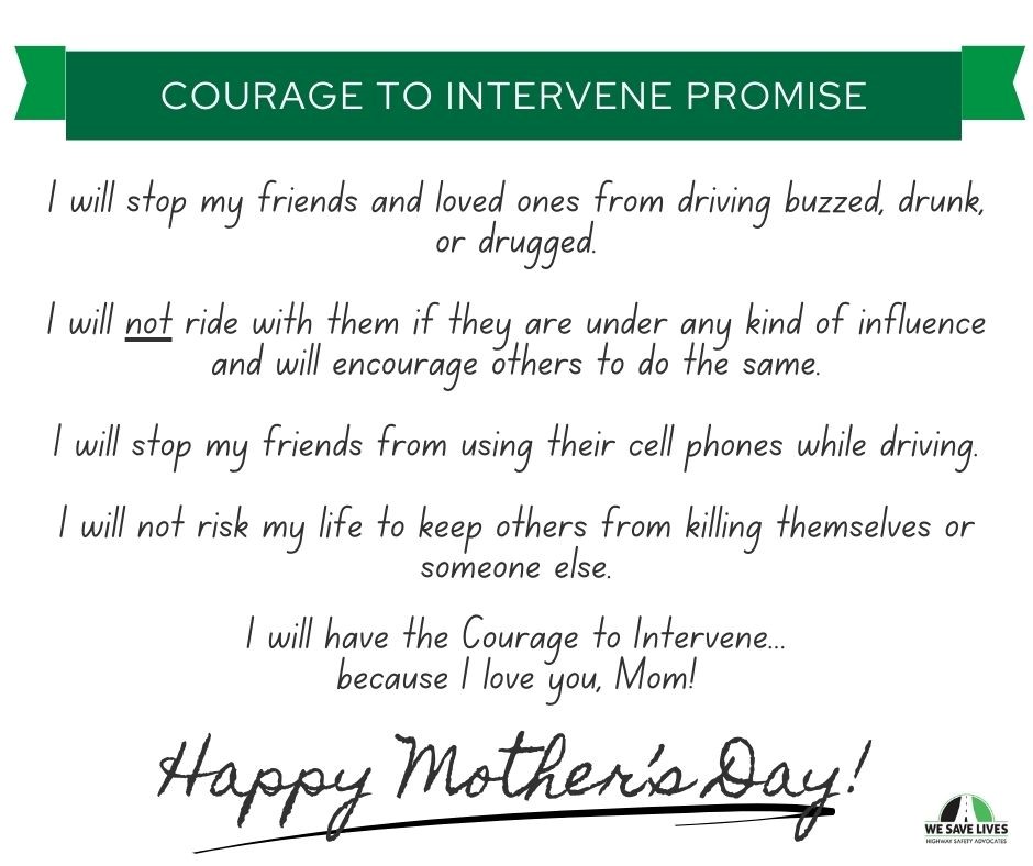 #MothersDay Give your mother the #CouragetoIntervenePromise to show how much you love her/him. bit.ly/48YFy9I #mymomisthebest #thanksmom #Ilovemymom Because we care . . .