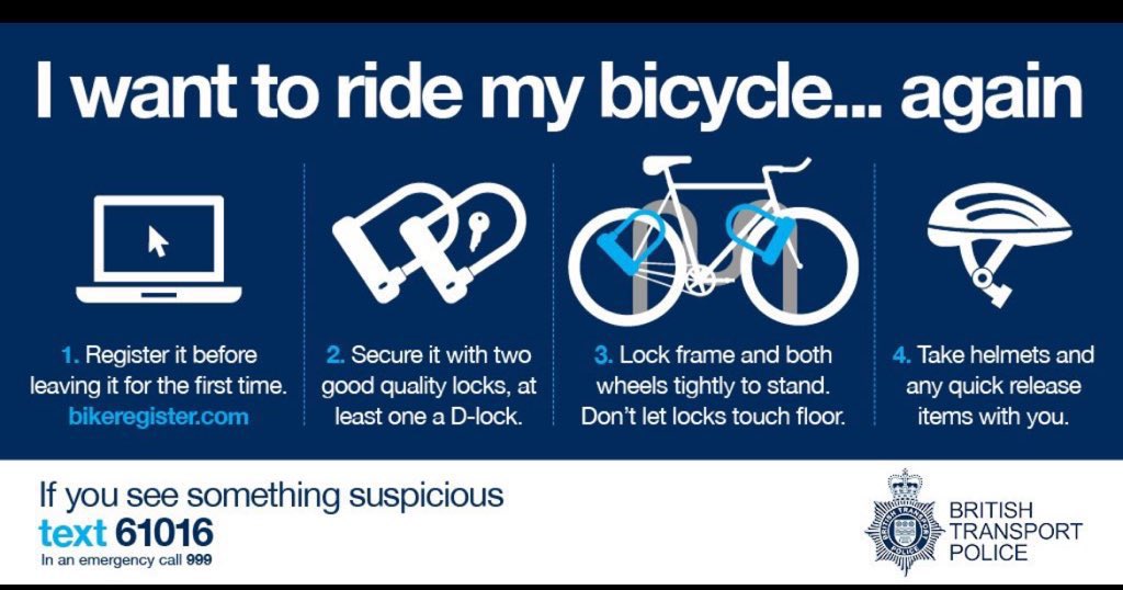 Officers will be out on the concourse at @greateranglia #Norwich station, tomorrow between 9am & 12pm, for free @bikeregister cycle marking, providing crime prevention and advice.