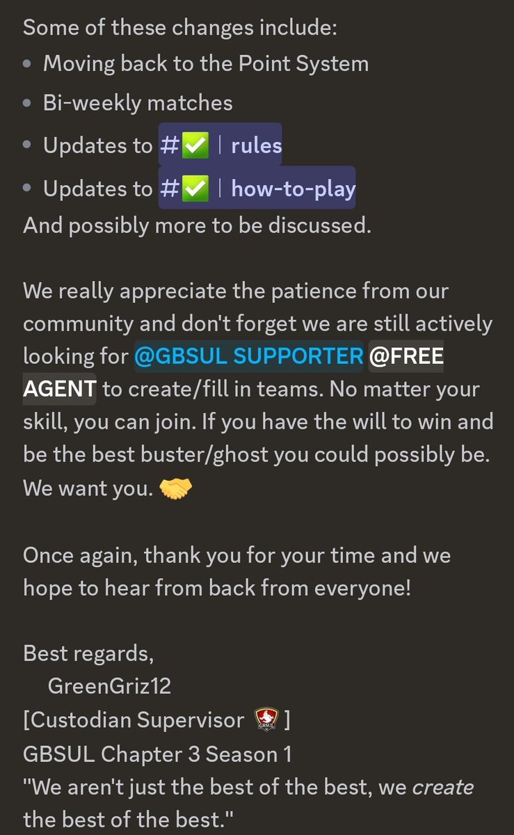 GBSULeague's tweet image. Chapter 3 Season 1 is set to start on May 13th 2024! We got some improvements we&apos;re making to make sure our players have the best experience as possible! If you&apos;re interested in joining don&apos;t forget to join our discord! 
discord.com/invite/8VTZnkU…