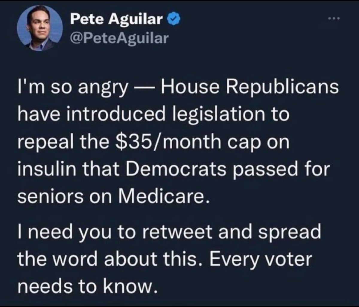 I'LL SAY IT AGAIN:

While President Biden and Dems are fighting to improve the lives of regular, working Americans, the Republicans are fighting for:
- junk fees
- price gouging
- no wage increases
- predatory college loans
- HIGHER costs of insulin
- higher age of retirement
-