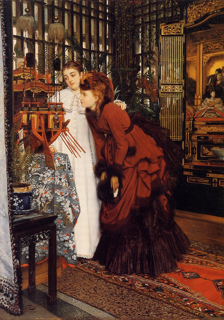 Young Women Looking at Japanese Objects, by French painter James Tissot (1869). Cincinnati Art Museum.