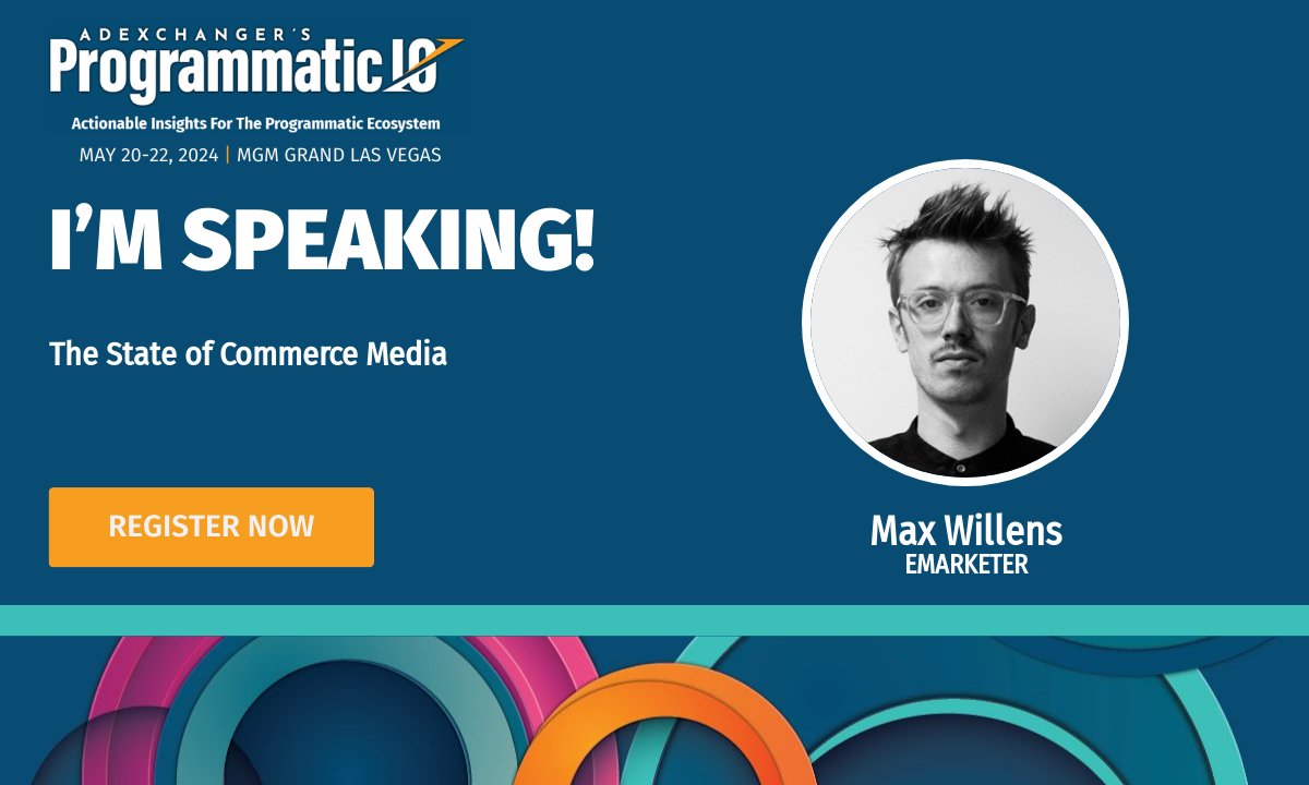 Heading to @AdExchanger’s Programmatic I/O in Las Vegas? It's the perfect opportunity to connect with EMARKETER Senior Analyst Max Willens and Senior Vice President of Marketing Jonathan Tam. Email us at marketing@emarketer.com to connect! #ProgIO #AdExchanger #EMARKETER