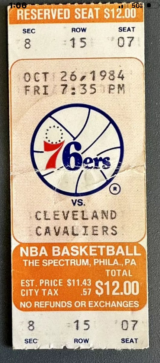 Old and wrinkled $12 ticket from 1984 was up on eBay for mere minutes this morning. Sold for full Buy It Now price of $4,950. Why? It’s Charles Barkley’s debut. Came off bench, scored 11 in 27 mins. PSA HAS NOT GRADED A SINGLE BARKLEY DEBUT. (H/T @ENaierman)