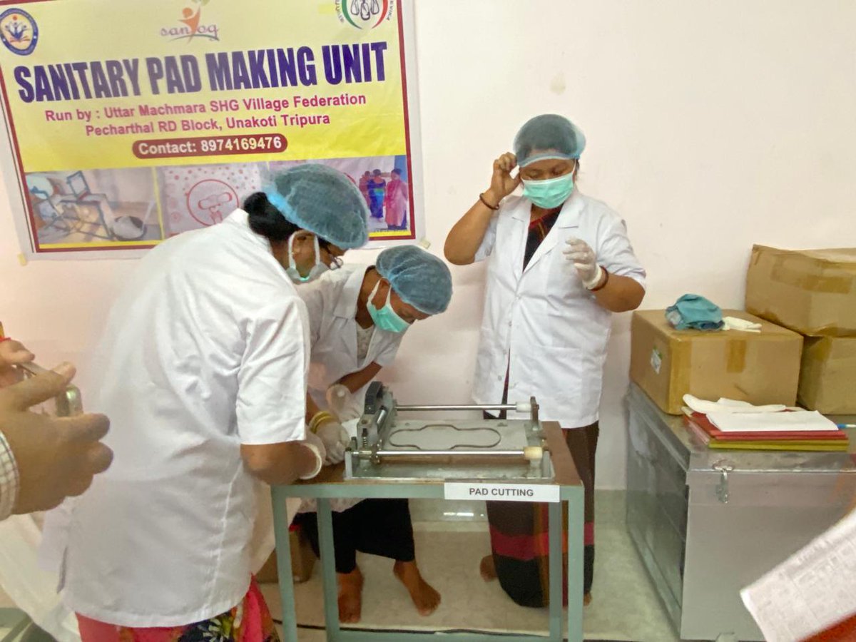 ADM &amp; Collector- PP of Unakoti District visited at Sanitary Pad Making Unit at Machmara. The Unit is producing Sanitary Pad and selling it through SHG network across the Unakoti District.