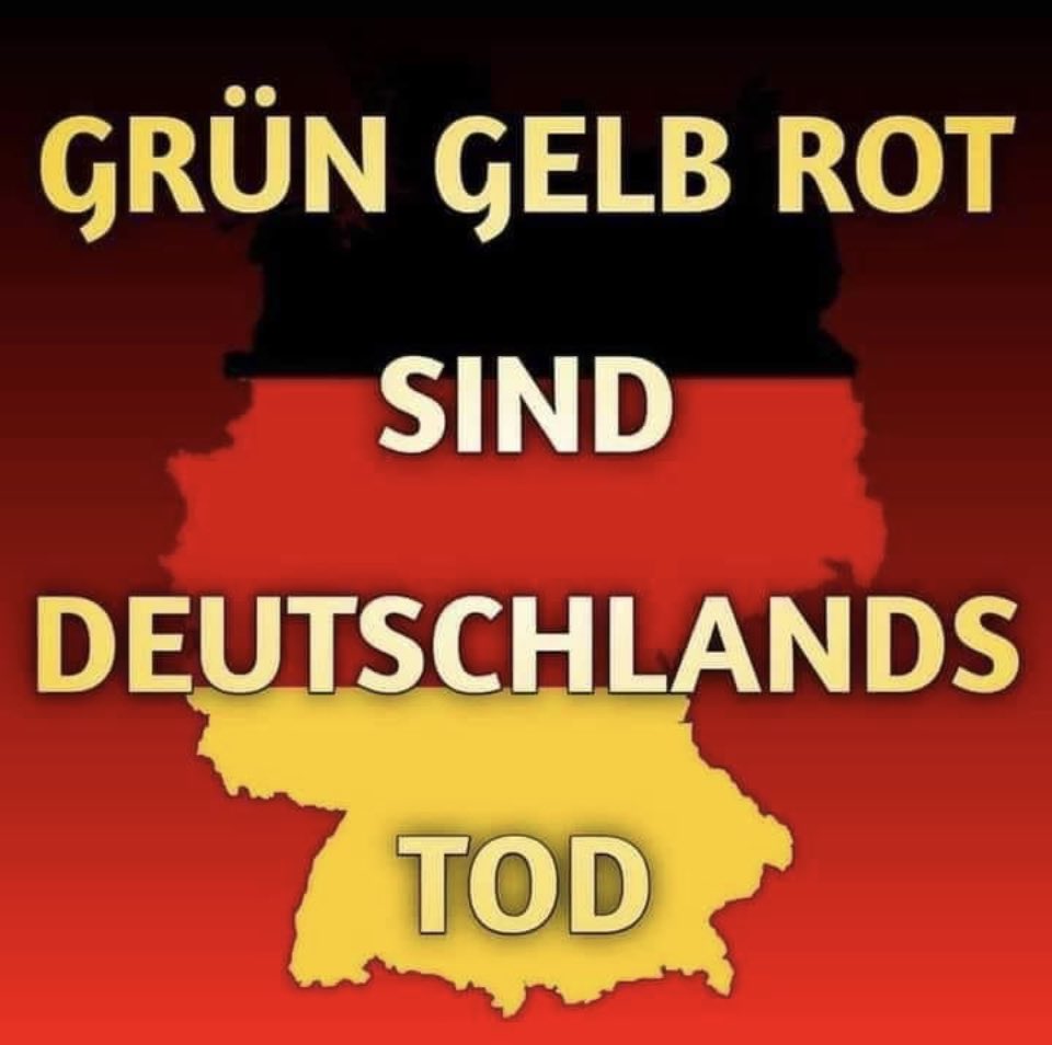 Dieser Spruch sei Ihr treuer Wegbegleiter:
GRÜN – GELB – ROT  sind  DEUTSCHLANDS  TOD !!
😱  🇩🇪  😱
Schluss mit der  #AMPELdesGRAUENS ,
Nur noch  W E G ,  WEG,  weg !!