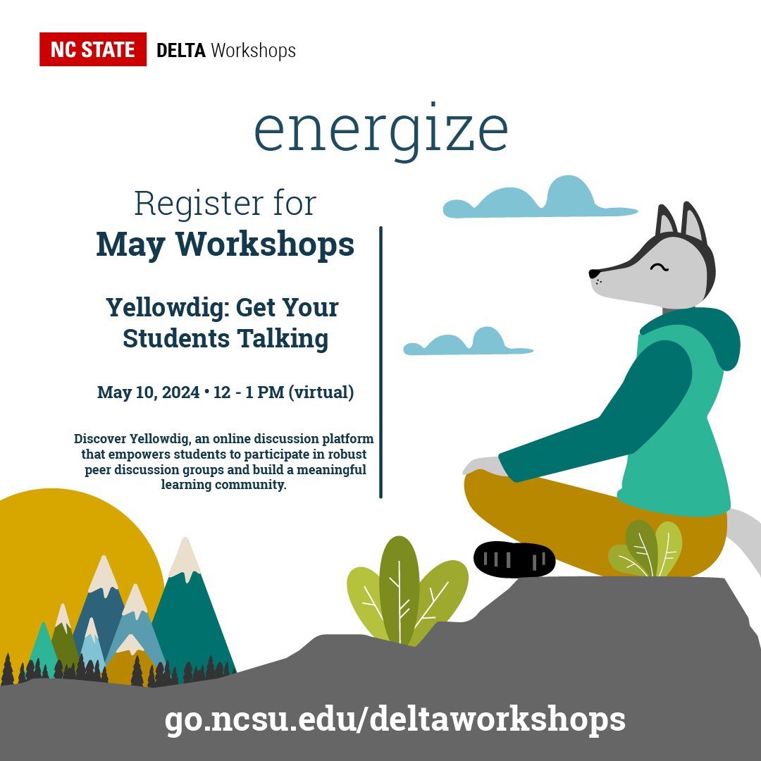 NCStateDELTA's tweet photo. Discover #Yellowdig, an online discussion platform empowering students to engage in robust peer discussion groups and build a meaningful learning community. #WolfpackAtWork @NCState faculty @ncsulibraries Register: https://t.co/MSoBPOVAny https://t.co/IE7NEHFTjd