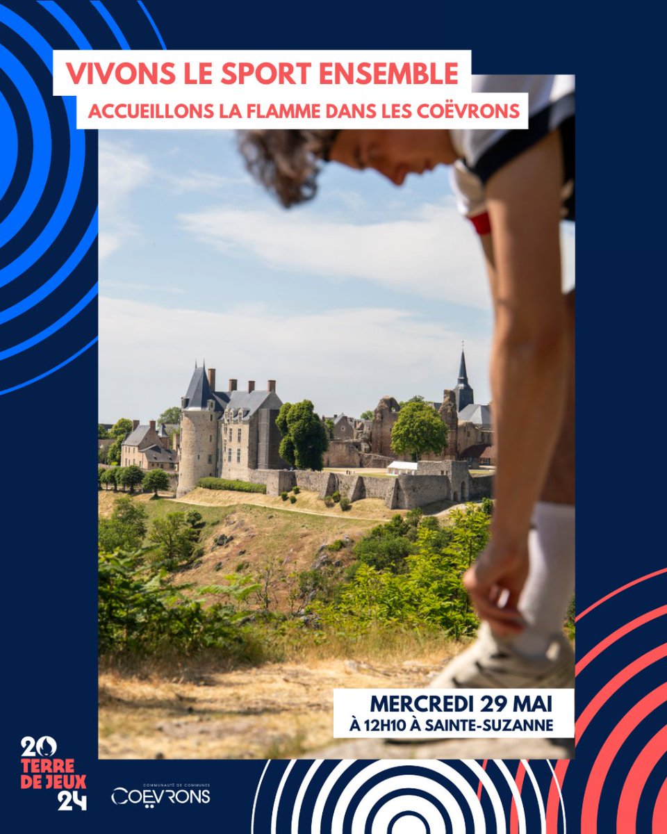 🔥 La Flamme des Jeux vient d'arriver en France !

📍 Dans 21 jours elle sera de passage dans les Coëvrons. Ne ratez pas ce rendez-vous unique à Sainte-Suzanne !

👉🏻 Pour suivre tout son parcours avant d'arriver en Mayenne, rendez-vous sur : olympics.com/fr/paris-2024/…