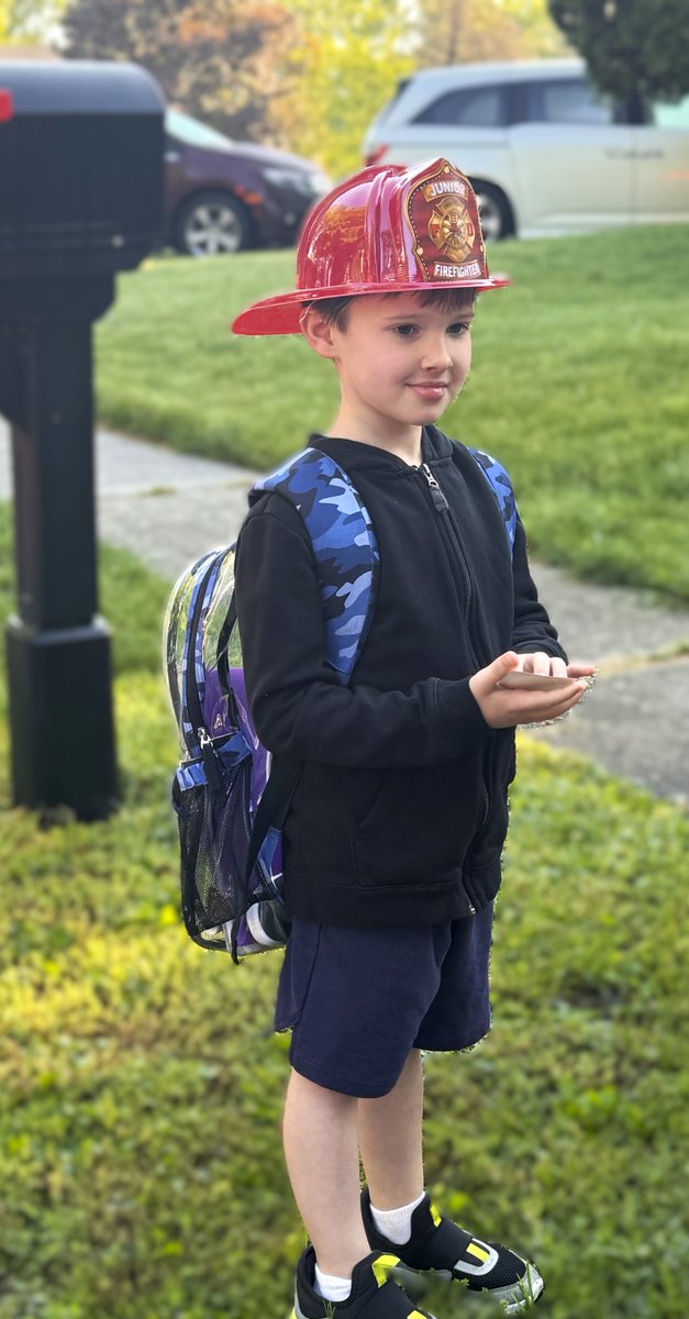 Decaturtwpfire's tweet image. Liam, the recipient of the Lynwood Elementary School Carnival silent auction, was given a ride in a fire truck to school today by Engine 74.  Maybe one day Liam will be a firefighter working on this engine!  #bearolemodel #community #futurefirefighter