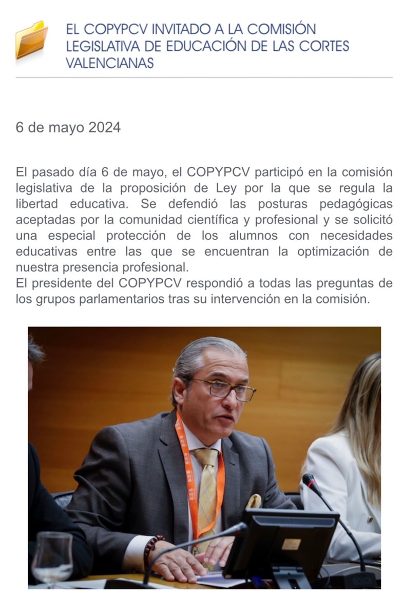 COPYPCV's tweet photo. El COPYPCV participó en la #comisión legislativa de la proposición de Ley por la que se regula la #libertadeducativa. #pedagogos #psicopedagogos https://t.co/omgFVVmJEm