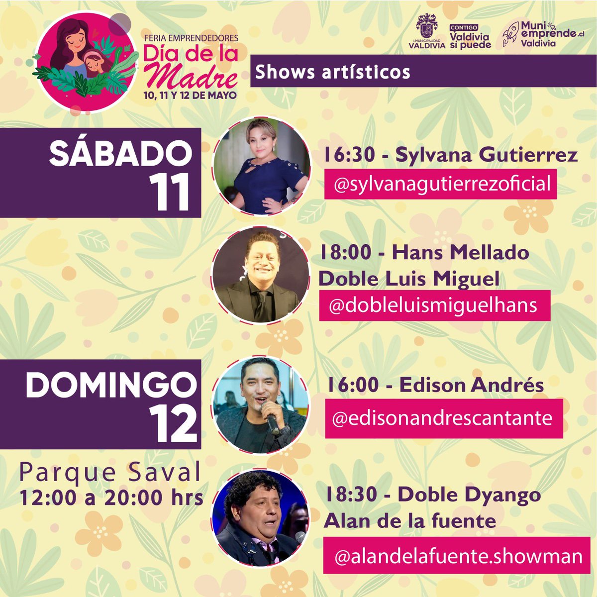 FERIA DÍA DE LA MADRE 🙋‍♀️ 🤩Atención #ValdiviaCL se nos viene una nueva feria este 10, 11 y 12 de mayo, te invitamos a disfrutar de un espacio que va en directo apoyo a las emprendedoras locales y que además está centrado en uno de los días más especiales del año ❤️.