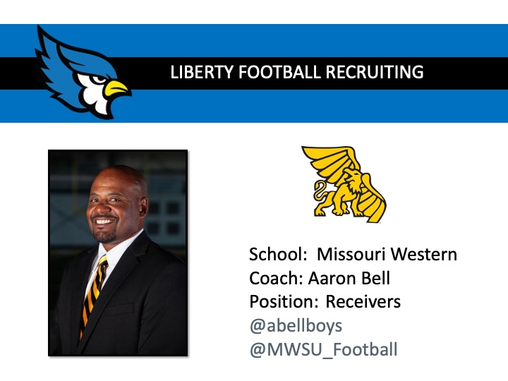 Thanks to Missouri Western Football @MWSU_Football Receivers Coach Aaron Bell @abellboys for visiting Liberty High School today!