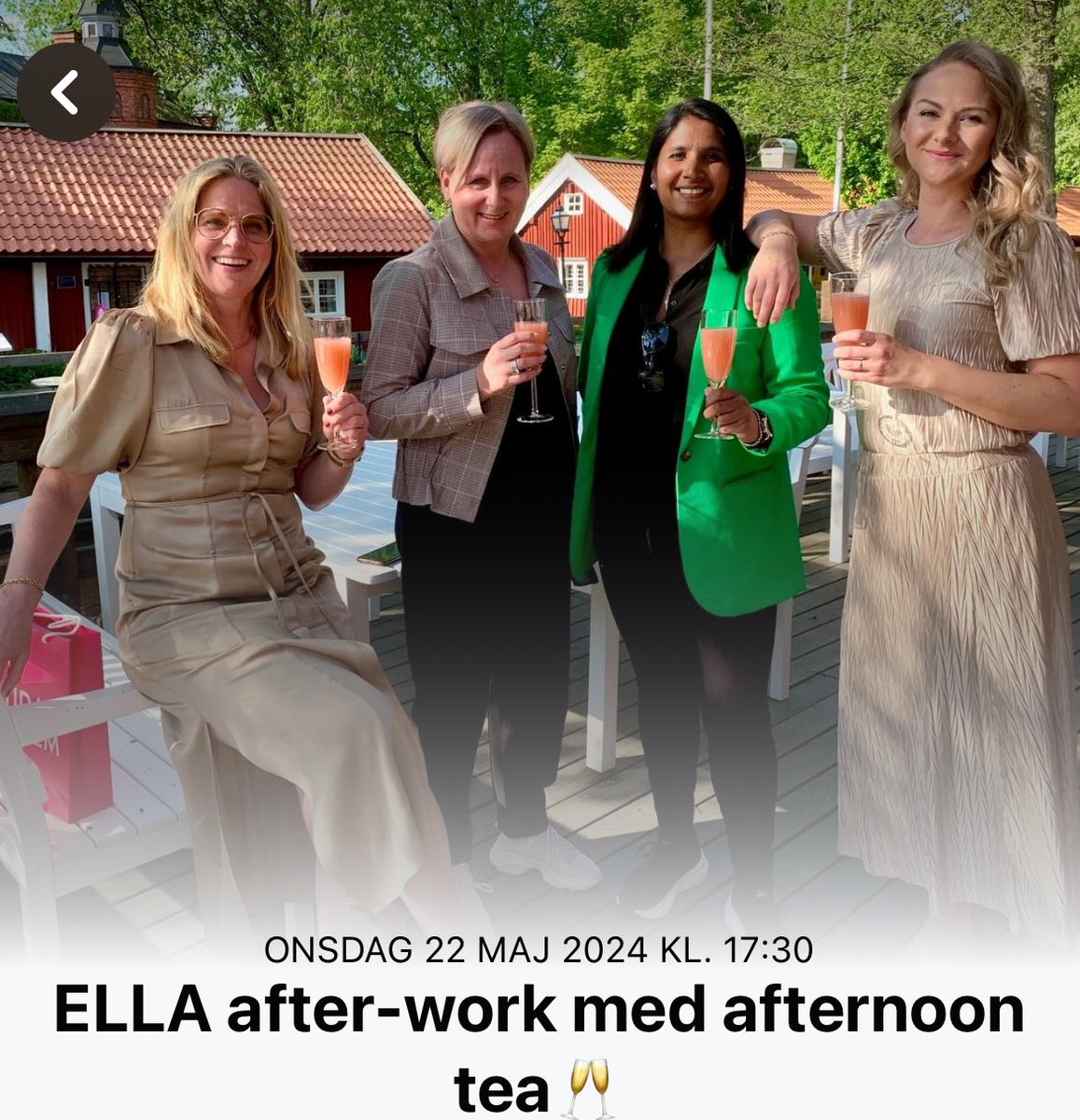 Linnea Bengtsson (@linneabngtsson) on Twitter photo ELLA after-work med afternoon tea och🥂på Turbinen i Tidaholm onsdag 22 maj kl 17:30☀️
ELLA (Tidaholms kvinnliga nätverk) inspirerar, lyfter och kopplar samman kvinnor för utveckling och möjliggör nästa steg i arbetslivet.
Anmälan till linnea.bengtsson@tidaholm.se ELLA after-work med afternoon tea och🥂på Turbinen i Tidaholm onsdag 22 maj kl 17:30☀️
ELLA (Tidaholms kvinnliga nätverk) inspirerar, lyfter och kopplar samman kvinnor för utveckling och möjliggör nästa steg i arbetslivet.
Anmälan till linnea.bengtsson@tidaholm.se