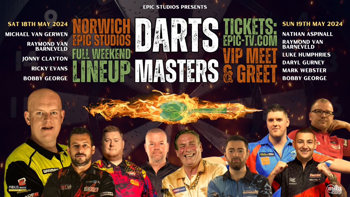 The two-day Norwich Darts Masters is a SELL OUT! We look forward to a weekend of amazing action in East Anglia 😍