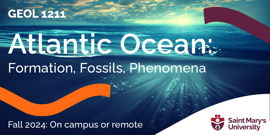 GEOL 1211: Atlantic Ocean: Formation, Fossils, Phenomena An in-depth look at marine geology, species, atmospheric and oceanic circulation patterns, & the ocean’s formation. Two Fall 2024 sections, remote or on campus (Tuesday & Thursday, 4 - 5:15 pm). Open to all students.