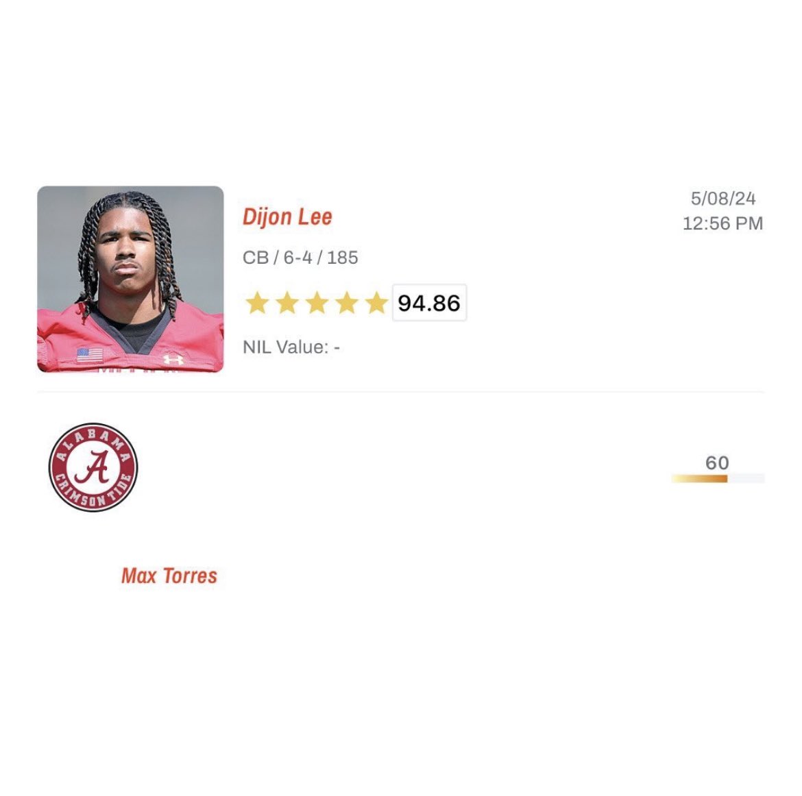 5 ⭐️ CB Dijon Lee has been predicted to commit to Alabama This would be huge for Kalen DeBoer 🔥