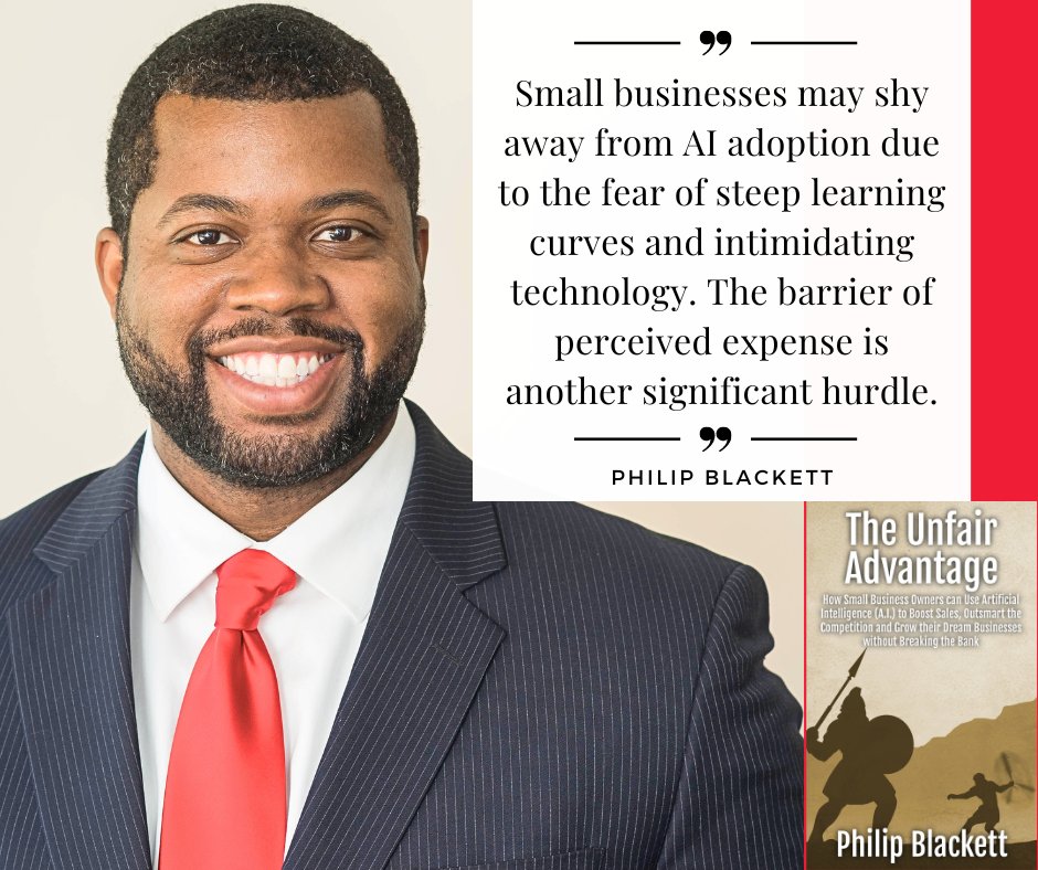 Why would #smallbusiness owners and #entrepreneurs hesitate to adopt #artificialintelligence in their #business?

#smallbusinessowners #ai #smallbusinesssupport #smallbusinesstips #aiadoption #smallbusinessmarketing #smallbusinesshelp #smallbusinessses  #theunfairadvantage 📖