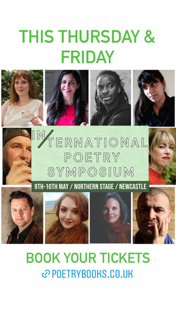 #NEWCASTLE! Last chance to book for #InternationalPoetrySymposium tomorrow 9-10th May to open @NCLA_tweets Newcastle Poetry Festival! 🌎20 world poets read & discuss place, refuge, exile, inclusivity & more. Book now for as little as £12 for a day pass! > poetrybooks.co.uk/pages/northern…
