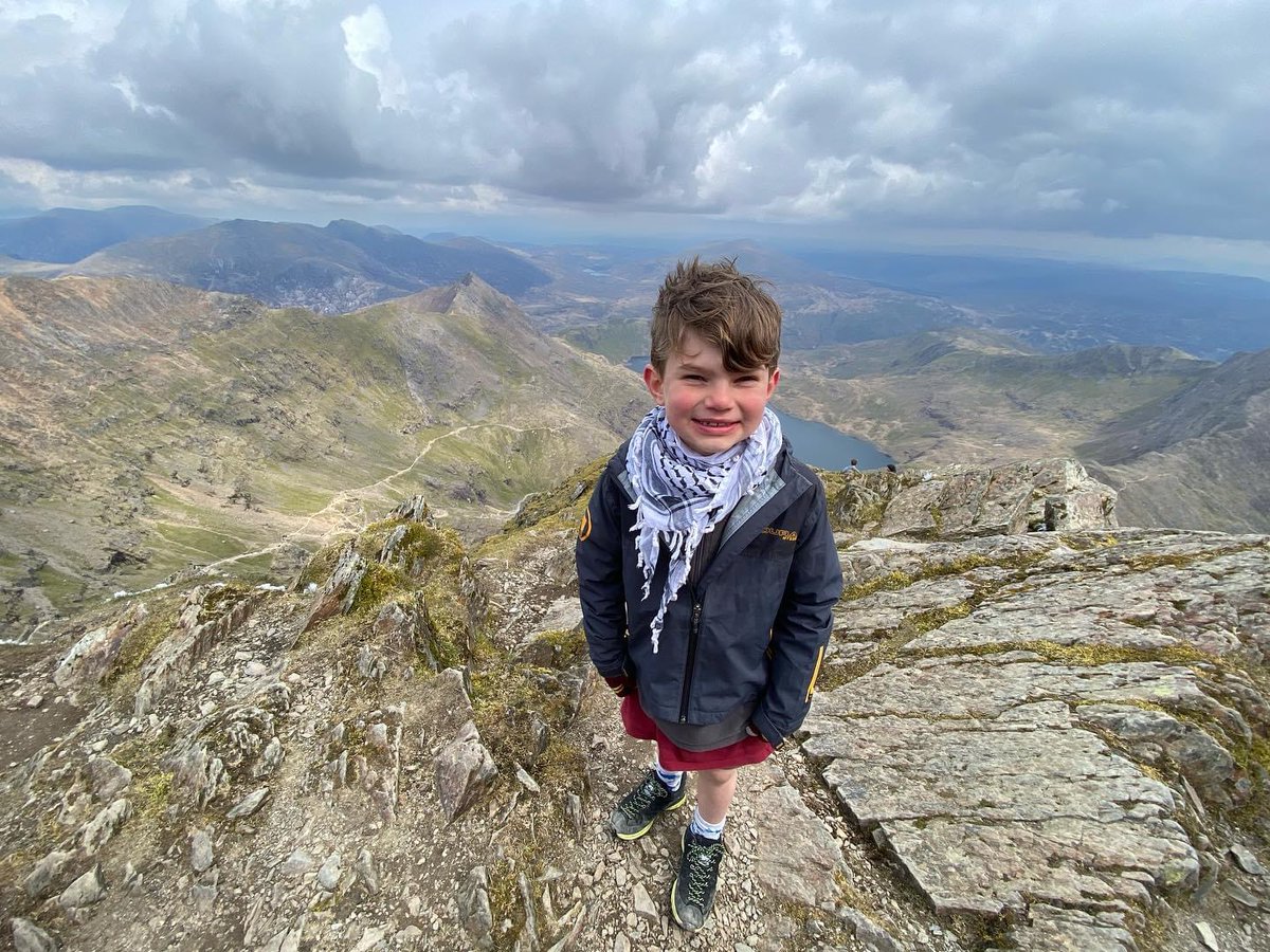 'Gabriel, our 6 year old son, will be taking on the Welsh Three Peaks Challenge, this summer, to raise desperately needed funds to help our family in #Gaza. He is taking his training very seriously and this weekend he climbed Yr Wyddfa on Saturday and Cader Idris on Sunday (1/4)