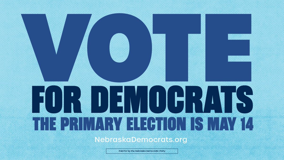 We offer this reminder with the Primary next Tues: - Return a ballot by mail or at a drop box - Vote in person at your local election office - Make a plan to vote on Primary Election Day See our candidates, find a drop box, or track your ballot at nebraskademocrats.org/voting-center/