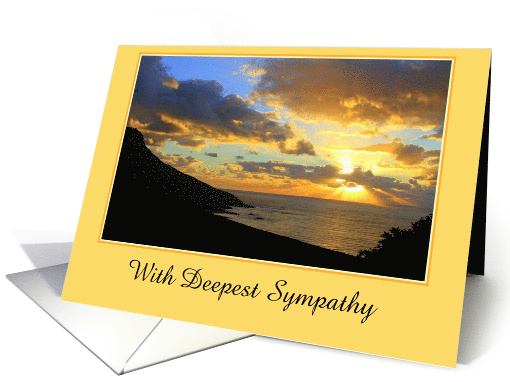 With Deepest Sympathy Card
A setting sun casts a glorious golden glow in a cloudy sky over the ocean. 🌅
You can personalize the cover and interior text with any text, with any name or for any occasion. 

#SOLD #GreetingCardUniverse #GCU #CLS 

greetingcarduniverse.com/sympathy-cards…
@gcuniverse