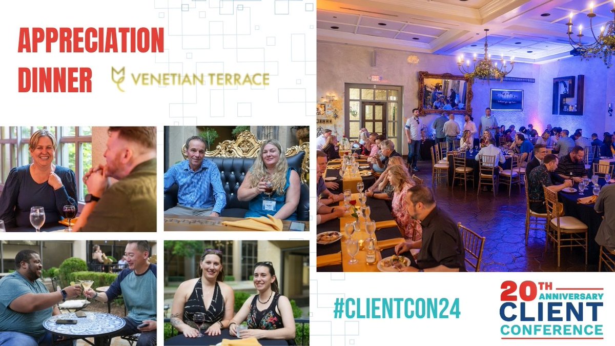 CelerantTech's tweet photo. Appreciation Dinner: Client Conference 2024
We hope you enjoyed dinner ๐ฝ๏ธ at the #VenetianTerrace, and gondola rides โ along the #MandalayCanal with @gondolanb.
SHARE YOUR PHOTOS!!!
Lunch will be served in 30 minutes! #clientcon24 https://t.co/Bt9hN3WLpe