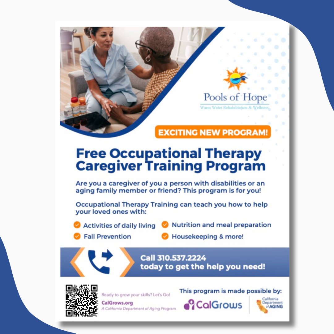 Many of us become care partners unexpectedly, having to learn how to care for our loved ones through trial and error. Fortunately, Pools of Hope is offering an #occupationaltherapy training program specially designed for #caregivers. 🧠

#communityresources #parkinsons