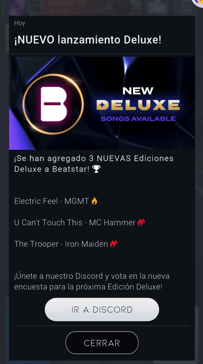 BeatstarNews's tweet photo. Nuevas canciones deluxe agregadas a beatstar
Electric Feel 🔥
U can't touch this 🔥🔥
The Trooper 🔥🔥 https://t.co/w8qSb8fnLR