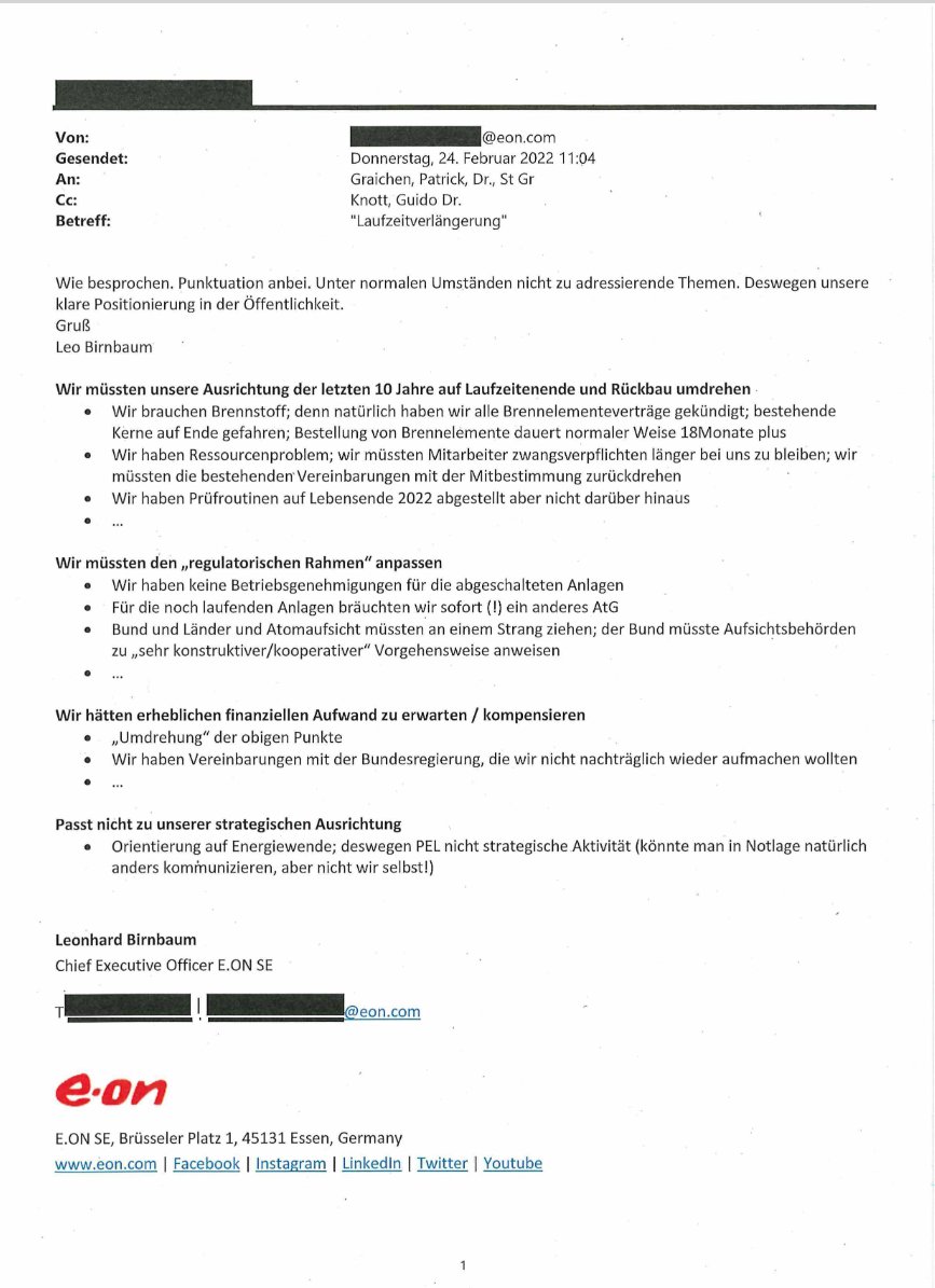 Climate_Inform's tweet photo. @CSU Packen wir mal Fakten dazu. 

Herr #Birnbaum hat versucht die Menschen zu täuschen. 

Hier seine E-Mail an das #BMWK: Eon hätte weder weitermachen gewollt noch gekonnt. https://t.co/VmS2n6kmqx