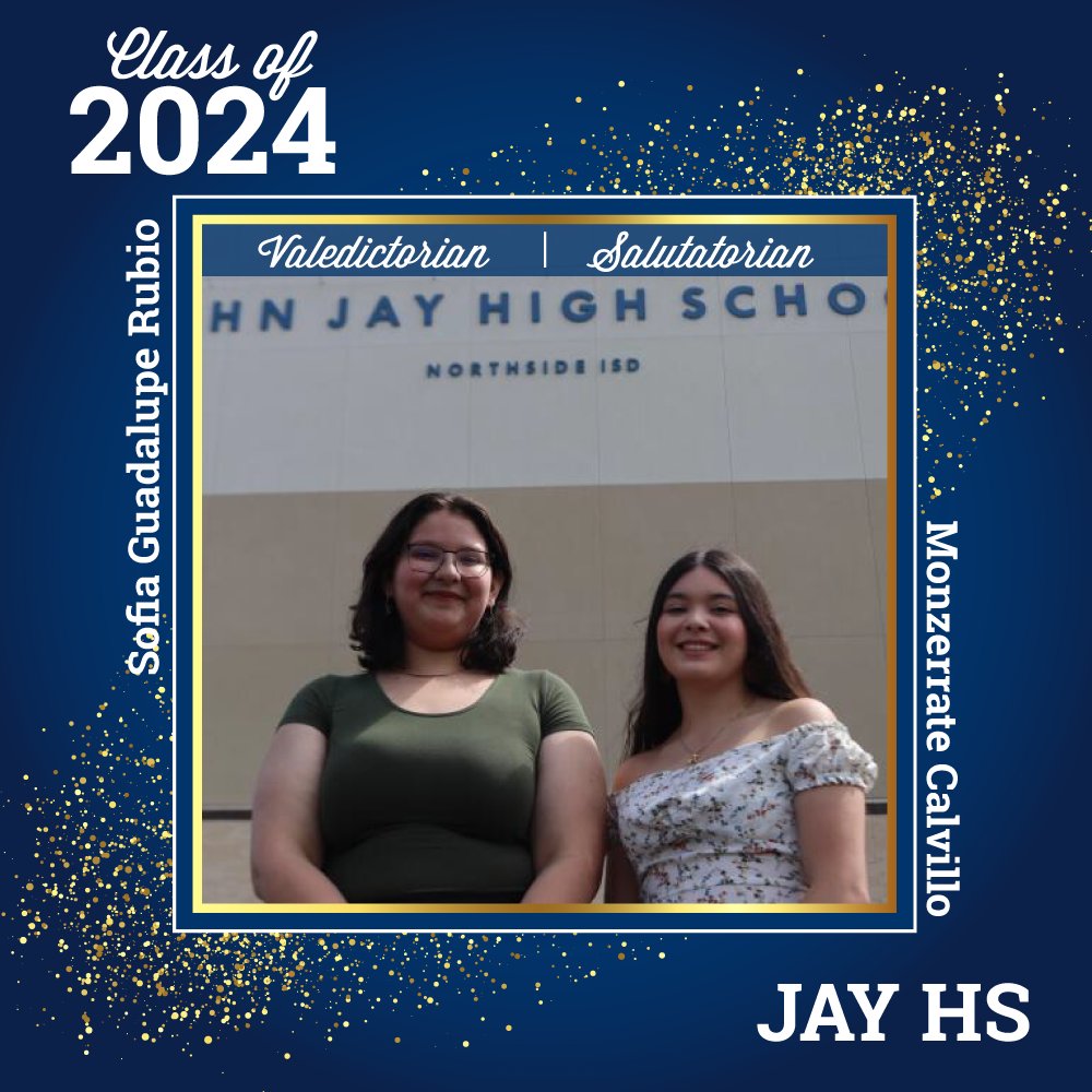 Congratulations to the '24 Valedictorian & Salutatorian from @NISDJay! Sofia will be attending Northern Michigan University where she will study theatre technology & design. Monzerrate will be attending OLLU where she will major in speech-language pathology.#TeamNorthside