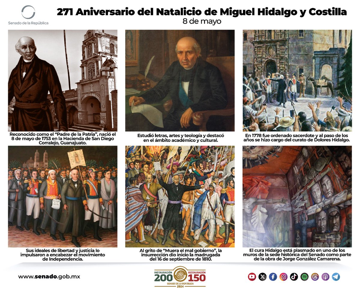 📌 El coraje y visión de Miguel Hidalgo y Costilla inspiraron el inicio de la lucha por la libertad y la justicia en nuestro país. En el aniversario de su natalicio, recordamos a uno de los más grandes héroes de nuestra historia. 🇲🇽