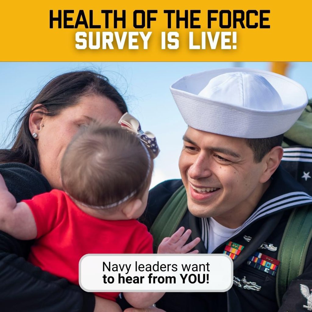 Your voice matters. Your leaders are listening and I am listening. Help us build a better warfighting team and make our U.S. Navy even stronger, by taking a few minutes to fill out the 2024 Health of the Force Survey at: usnavy.gov1.qualtrics.com/jfe/form/SV_38…