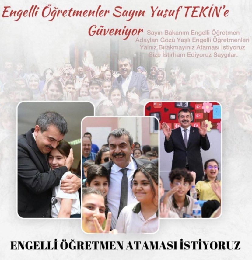 Okulda olmak istiyoruz bir avuç  engelli öğretmeniz @Yusuf__Tekin
@OguzhanUgur @tcailesosyal #engelliöğretmenlere2000atama