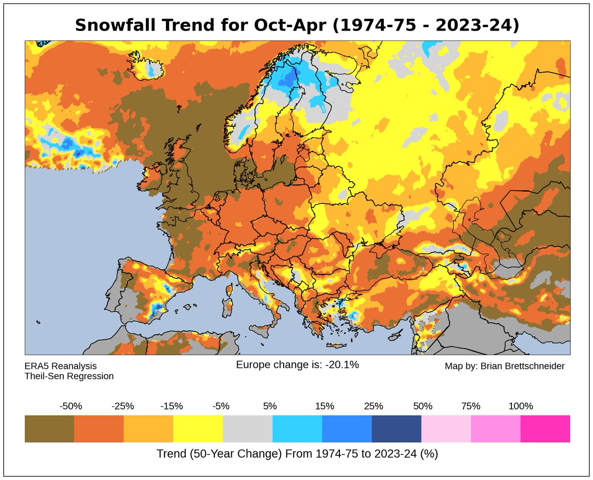 Let's see how European snowfall has trended over the last 50 years. ❄️🔥😢