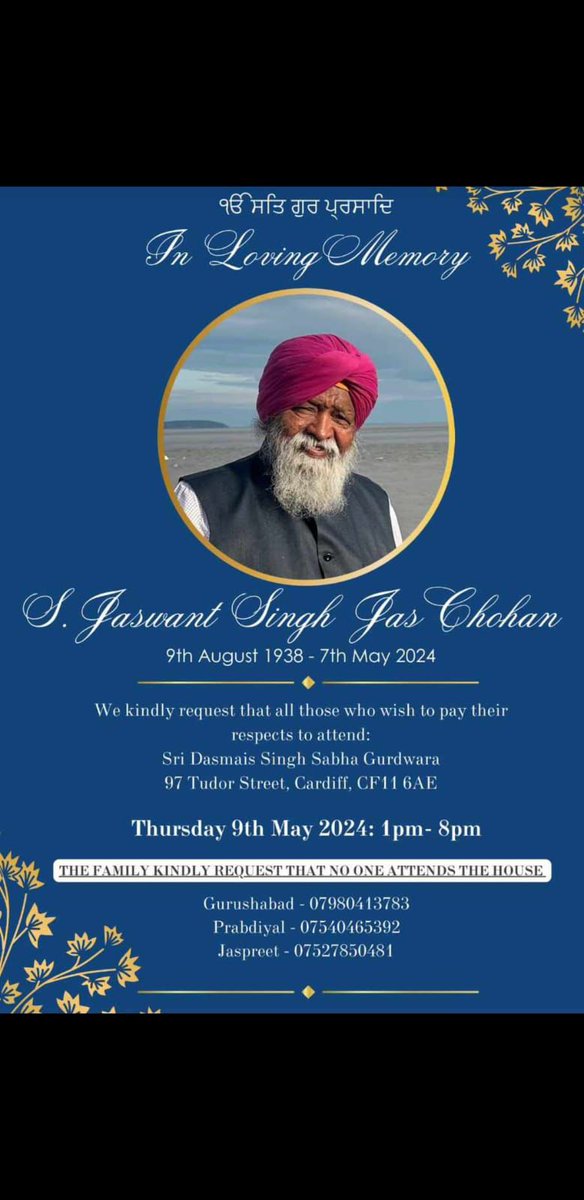 It is with great sadness that we have heard of the death of our stalwart Trustee Jaswant Singh MBE; Jaswant has played a huge part in a number of organisations in Cardifff and the Vale. #cardiff #vale #riverside