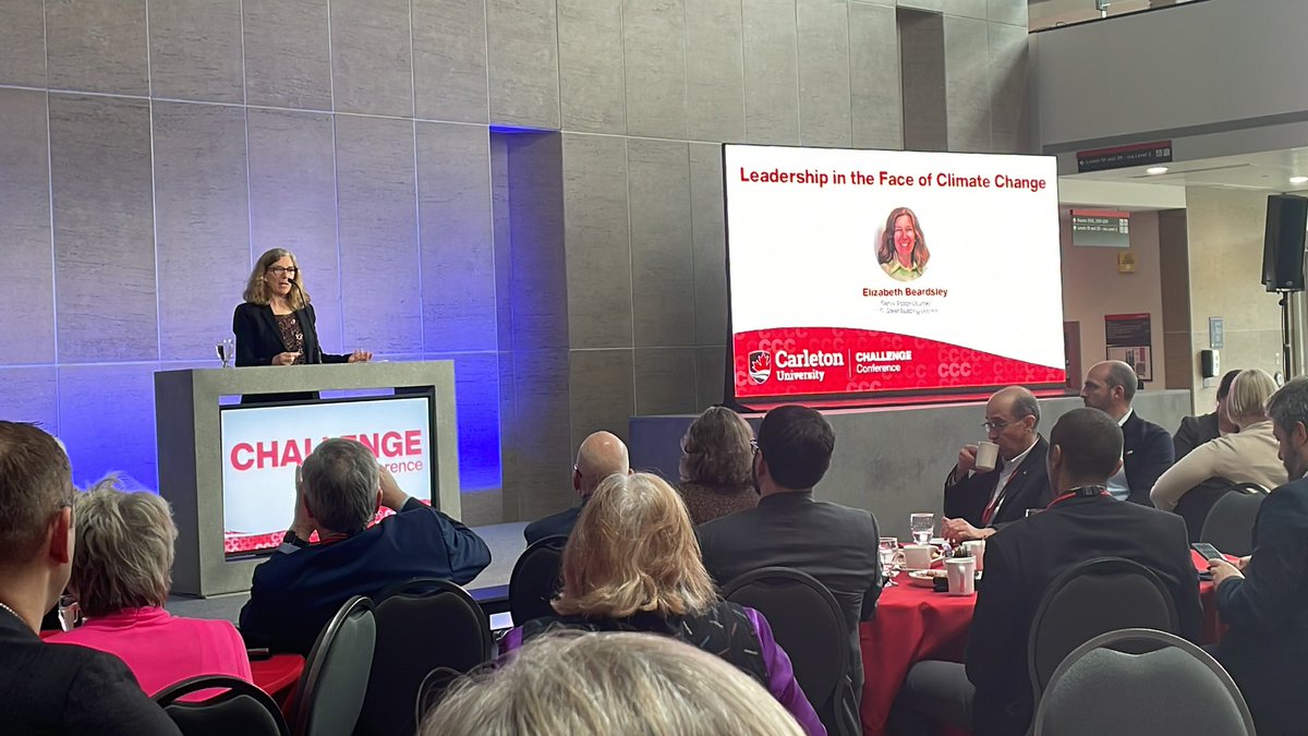 MalorieBertrand's tweet photo. Great day so far at @Carleton_U’s #CUChallengeConference: Solutions for a Sustainable Future. Listening to @lizbeardsley1´s keynote on leadership in the face of #ClimateChange @USGBC @SP_Inst #ChallengeThePossible https://t.co/NgJq88phr5