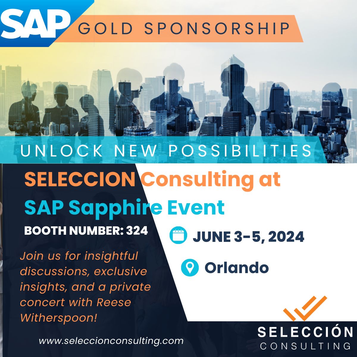 Exciting news! #SELECCIONConsulting is a Gold sponsor at the #SAPSapphire event, showcasing our commitment to #digitaltransformation & innovation. Reserve your spot today for this must-attend event! Stay tuned for updates & insights as we share highlights from the conference.