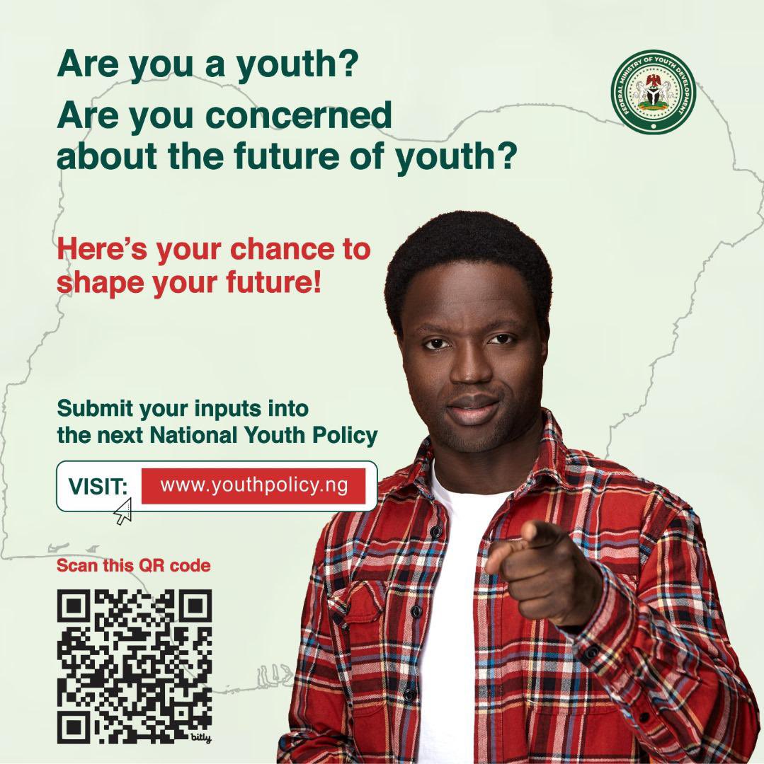 The Federal Ministry of Youth Development is seeking your input on the National Youth Policy. Please participate in a brief survey (bit.ly/3WpzAvi) to help shape youth development priorities. The survey will close on May 17th. Kindly share this information within your…