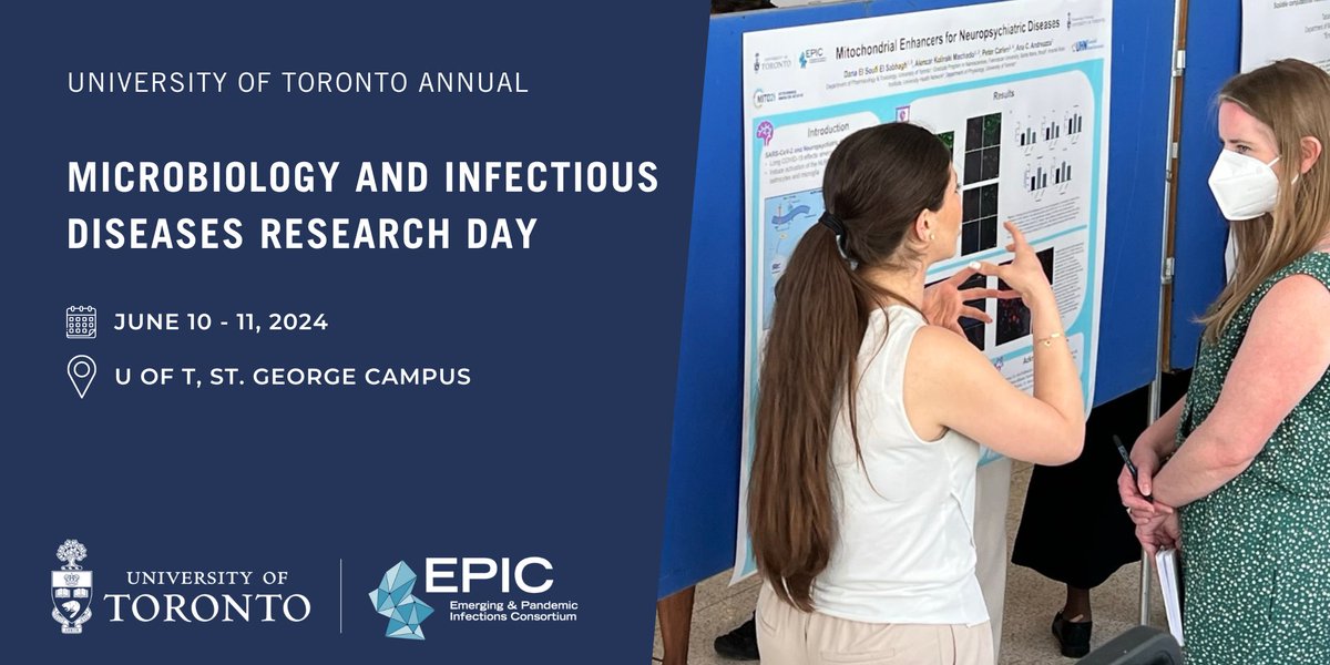 Registration is now open for the 2024 Microbiology and Infectious Diseases Research Day! This annual @UofT event brings together trainees, scientists and clinicians from across Toronto to learn and network. 🗓️ June 10-11 📍 U of T St George Register: bit.ly/2024MIDresearc…