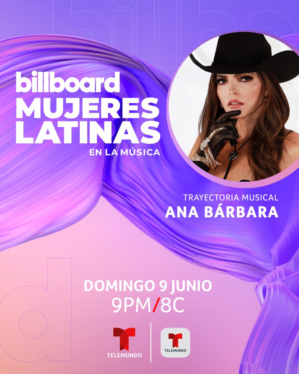 👀¿Estás listo? El Domingo 9 de Junio a las 9PM/8C viviremos una noche única celebrando a la música, las mujeres y resaltando el gran LEGADO de la talentosa Ana Bárbara ⭐️ ¡No te lo puedes perder! #BBMujeresLatinas #Billboard #Telemundo
