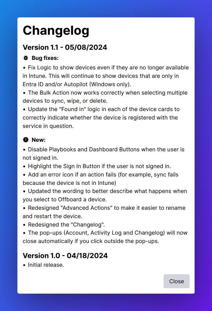 IntuneOffboarding.com - New Update ✅ 

I have just released a new Update (Version 1.1) to IntuneOffboarding.com to fix issues that have been reported by you guys.

IntuneOffboarding.com automates your Offboarding Process for Devices that are registered in Intune, Autopilot…