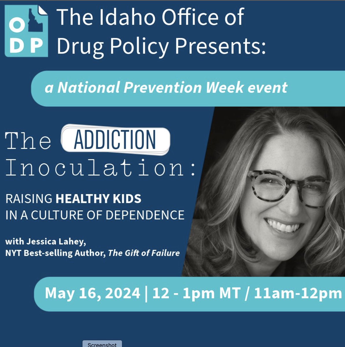 I have a VIRTUAL event on substance use prevention in kids coming up next week in partnership with the Idaho Office of Drug Policy and there's room for all! Free and open to the public! jotform.com/form/241006946…
