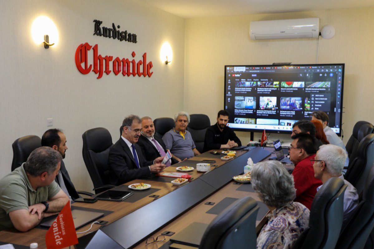 Visited @KurdChronicle and was welcomed by its coordinator, Botan Tahseen & his colleagues. Thanked the team for the informative presentation about their work & activities, focusing on diplomacy, culture, history & arts. Commended their dedication & wished them continued success.