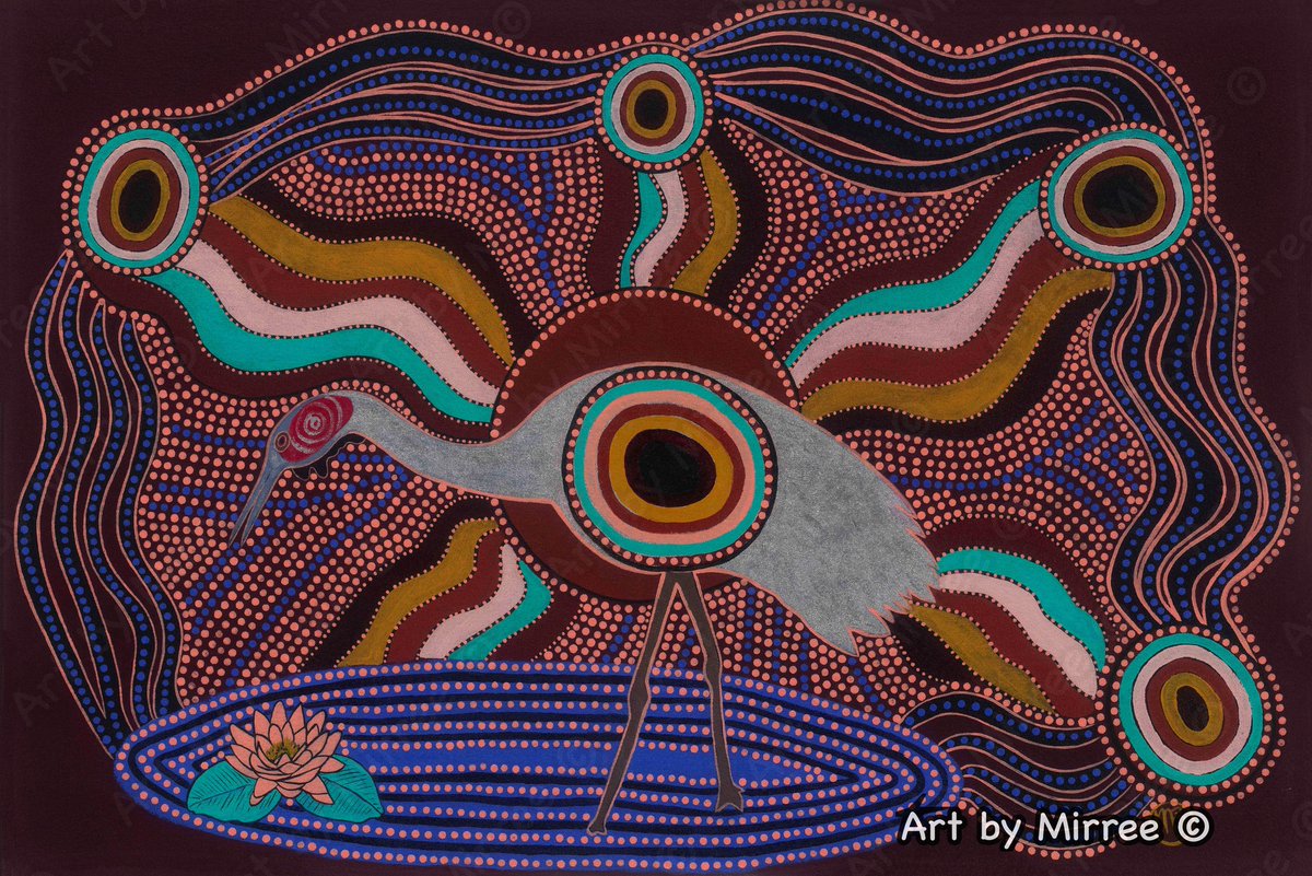 Brolga ~ Dreamtime Collection is now available - make me an offer, for the 1st time in 10 years #indigenous #contemporaryart #artcollectors #BirdsofAustralia #australianbirds #wildlifeart #birdart #artcollector #fineart artworksbymirree.com