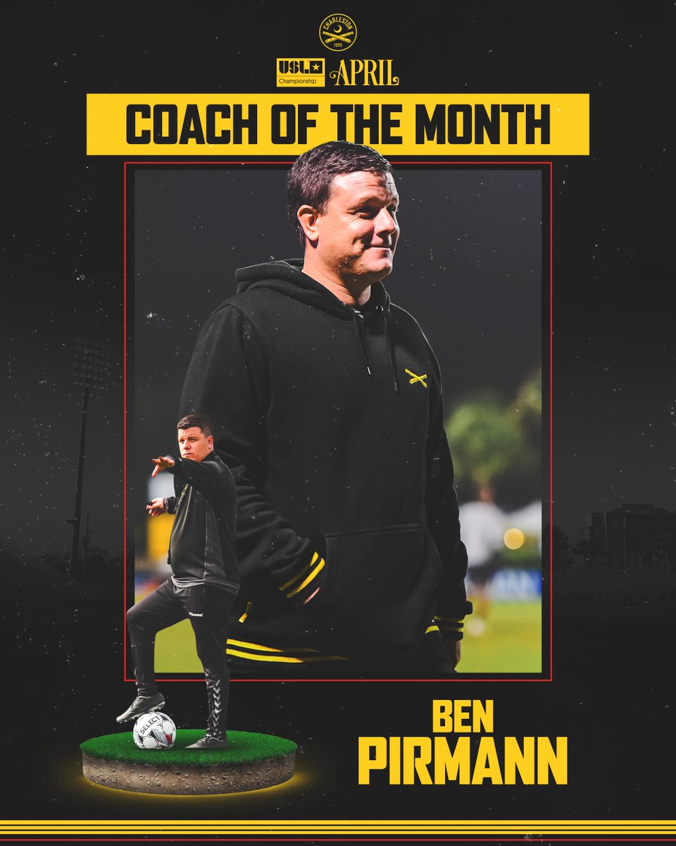 𝗔𝗽𝗿𝗶𝗹'𝘀 𝗯𝗲𝘀𝘁 𝗼𝗳 𝘁𝗵𝗲 𝗯𝗲𝘀𝘁 🥇 Following an undefeated April, Ben Pirmann has won @USLChampionship Coach of the Month! Congrats, boss! 👏👏