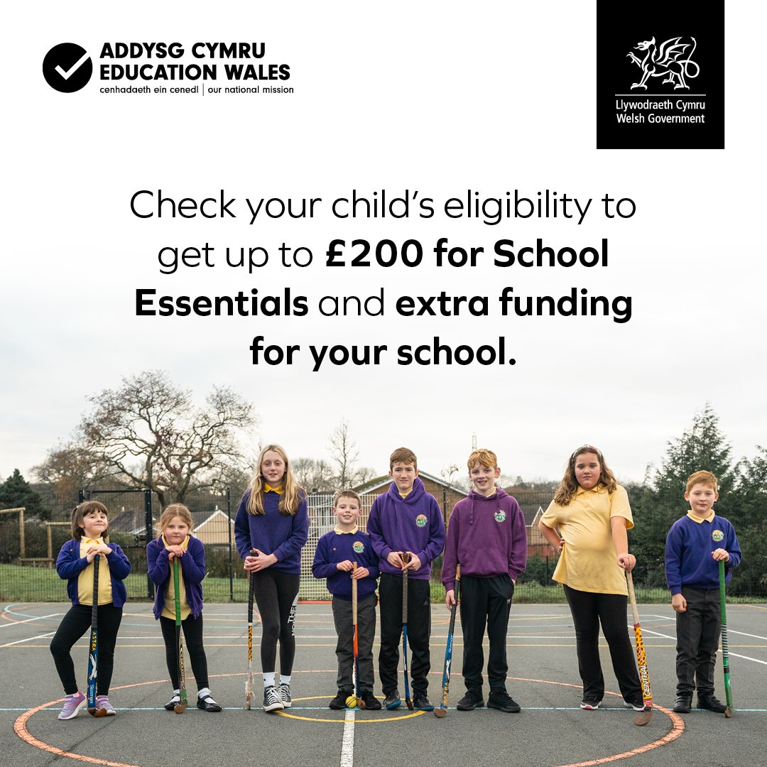 If you receive certain benefits, you could be entitled to claim up to £200 to help your child with uniform, stationery, sports kit, and equipment. Head to gov.wales/get-help-schoo… and claim what’s yours. #FeedTheirFuture