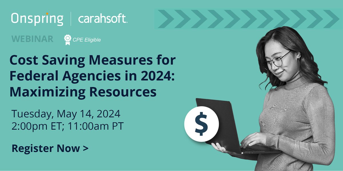 Hear from @OnSpring experts on 5/14 on the cost-saving measures that Federal agencies can implement to maximize time & budget in 2024. Don’t miss out on an opportunity to learn valuable practices on eliminating unnecessary costs within your agency: carah.io/870ddc2