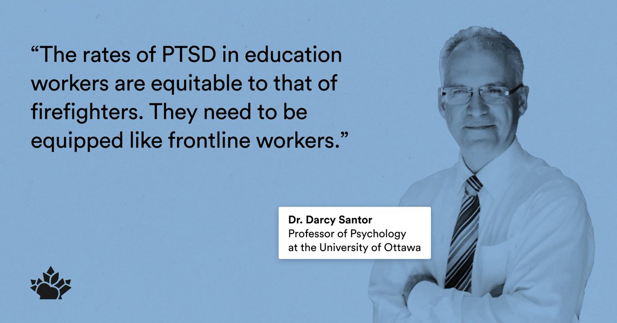 “The rates of PTSD in education workers are equitable to that of firefighters. They need to be equipped like frontline workers.” – Dr. Darcy Santor @EduViol Adequate resourcing and supports for mental health are🔑 #MentalHealthWeek