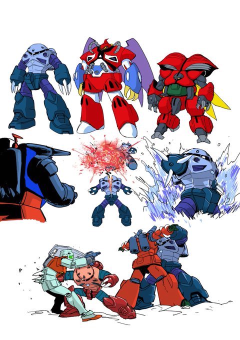 ズゴック難しい。ガニラは幼稚園の時描いて以来久しぶりに描いたなあ 