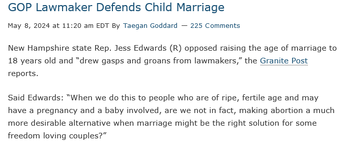 Political consultant: Republicans seem creepy. GOP: What if we defend child marriage?